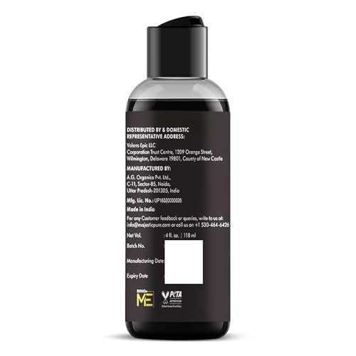 Majestic Pure Jamaican Black Castor Oil - 100% rein & natürlich - Premiumqualität, kaltgepresst, hexanfrei - für Haare, Wimpern, Augenbrauen, Nägel - feuchtigkeitsspendend & pflegend - 118 ml