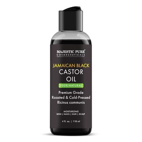 Majestic Pure Jamaican Black Castor Oil - 100% rein & natürlich - Premiumqualität, kaltgepresst, hexanfrei - für Haare, Wimpern, Augenbrauen, Nägel - feuchtigkeitsspendend & pflegend - 118 ml