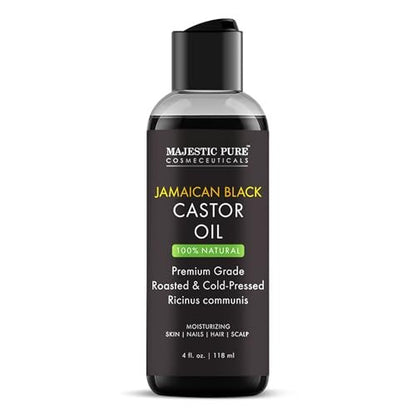 Majestic Pure Jamaican Black Castor Oil - 100% rein & natürlich - Premiumqualität, kaltgepresst, hexanfrei - für Haare, Wimpern, Augenbrauen, Nägel - feuchtigkeitsspendend & pflegend - 118 ml