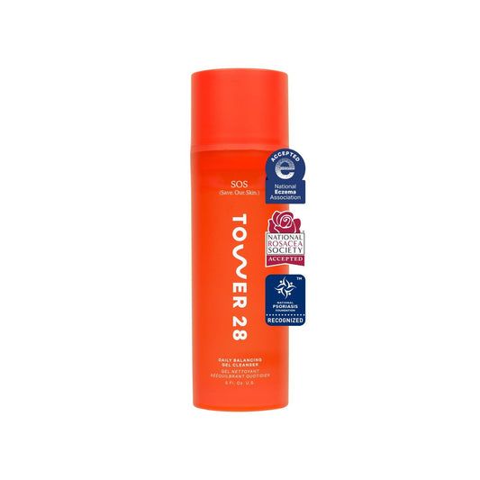 Tower 28 SOS Gel Facial Cleanser – Feuchtigkeitsspendender Gesichtsreiniger + Make-up Entferner für empfindliche Haut – Beruhigende und sanfte Gesichtsreinigung mit Aloe Vera, Haferextrakt und Mineralien – Parfümfreie Hautpflege (150 ml)