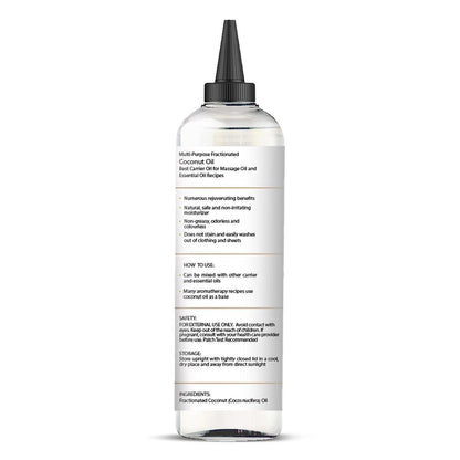Majestic Pure Fraktioniertes Kokosöl – Entspannendes Massageöl, flüssiges Trägeröl zum Verdünnen ätherischer Öle – Feuchtigkeitsspender und Pflege für Haut, Lippen, Körper und Haar – 200 ml