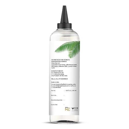 Majestic Pure Fraktioniertes Kokosöl – Entspannendes Massageöl, flüssiges Trägeröl zum Verdünnen ätherischer Öle – Feuchtigkeitsspender und Pflege für Haut, Lippen, Körper und Haar – 200 ml