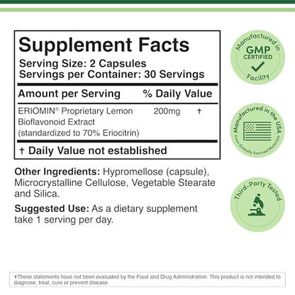 GLP-1 Supplement – Klinisch untersuchter Bioflavonoid-Extrakt zur Unterstützung natürlicher GLP-1-Spiegel und Förderung der Darmgesundheit (200 mg, 30 Portionen) – Standardisiert auf 70 % Eriocitrin und 5 % Hesperidin – von Double Wood
