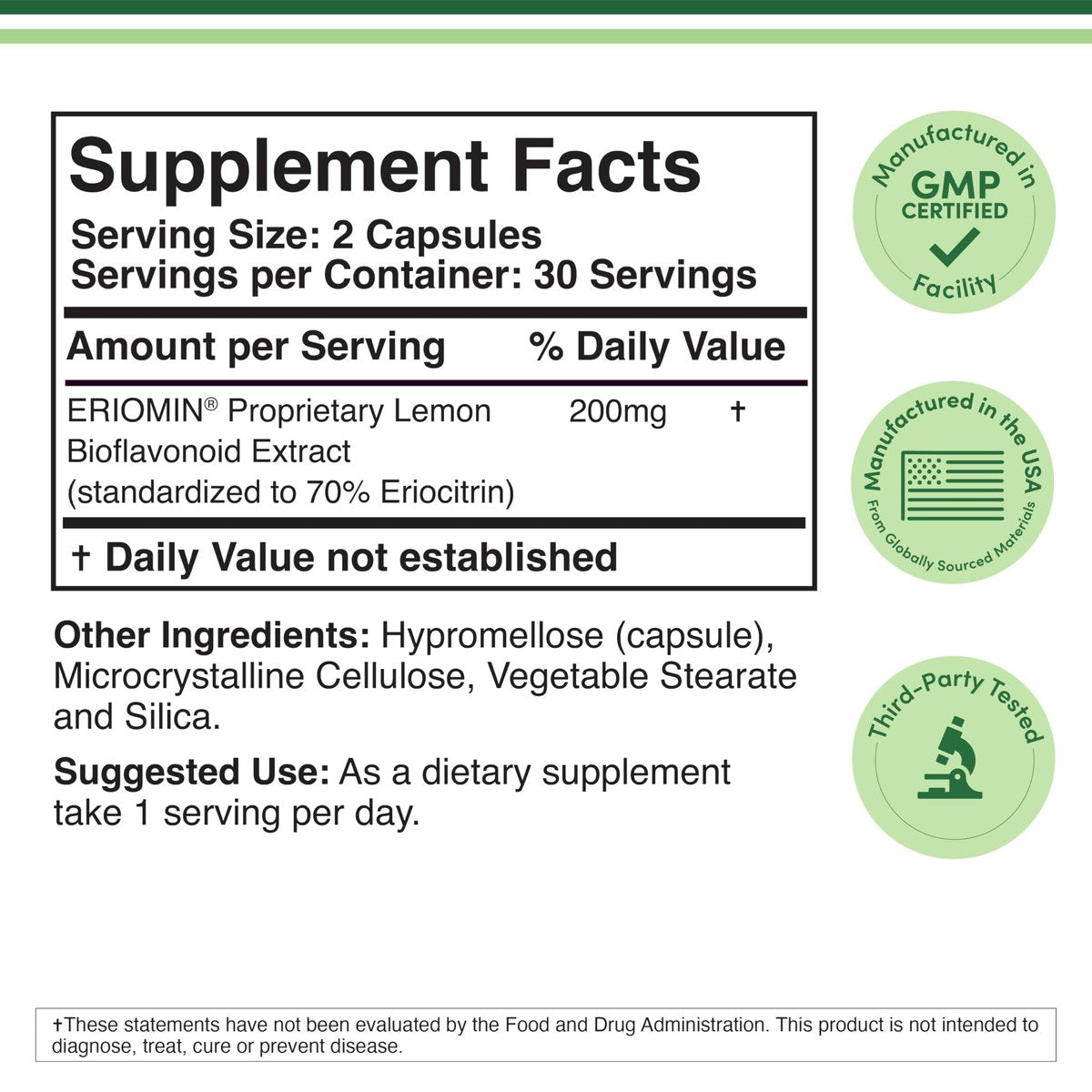 GLP-1 Supplement – Klinisch untersuchter Bioflavonoid-Extrakt zur Unterstützung natürlicher GLP-1-Spiegel und Förderung der Darmgesundheit (200 mg, 30 Portionen) – Standardisiert auf 70 % Eriocitrin und 5 % Hesperidin – von Double Wood