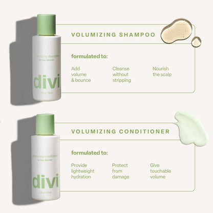 Divi Healthy Hair Goals Mini Kit – Scalp Serum, Volumizing Shampoo & Conditioner für dünner werdendes Haar (Reisegröße)