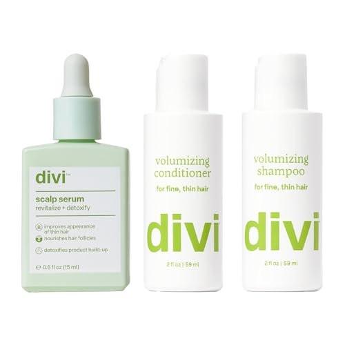 Divi Healthy Hair Goals Mini Kit – Scalp Serum, Volumizing Shampoo & Conditioner für dünner werdendes Haar (Reisegröße)