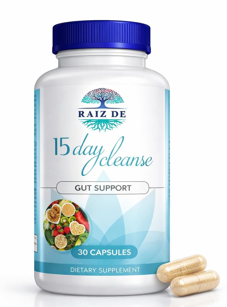 Raiz DE 15-Tage Verdauungs-Detox Darmreinigung – Sennesblätter, Cascara Sagrada, Flohsamenschalen & Probiotika | Natürliche und sanfte Darm- und Dickdarmunterstützung für Regelmäßigkeit, Blähungslinderung & natürliche Entgiftung | Vegan, Nicht-GVO