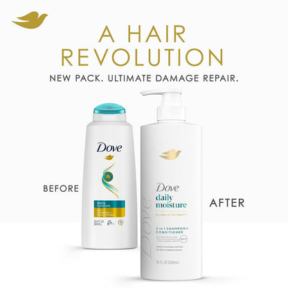 Dove 2-in-1 Shampoo & Conditioner + Daily Moisture Body Wash – Tiefenhydratation für trockenes Haar und Haut (2er Set)