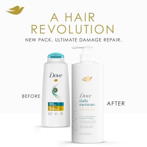 Dove 2-in-1 Shampoo & Conditioner + Daily Moisture Body Wash – Tiefenhydratation für trockenes Haar und Haut (2er Set)