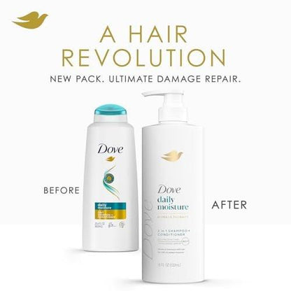 Dove 2-in-1 Shampoo & Conditioner + Daily Moisture Body Wash – Tiefenhydratation für trockenes Haar und Haut (2er Set)
