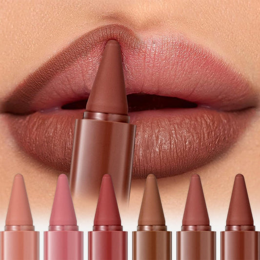 6-teiliges Gradient Lip Liner und Lippenstift Set - 2-in-1 Ombre Lippenstift & Brauner Lip Liner Duo - Wasserfest, Lang anhaltend, Mattes Finish - Verschmierfrei, Vollständige Abdeckung Lippen-Kit für vollere & prallere Lippen