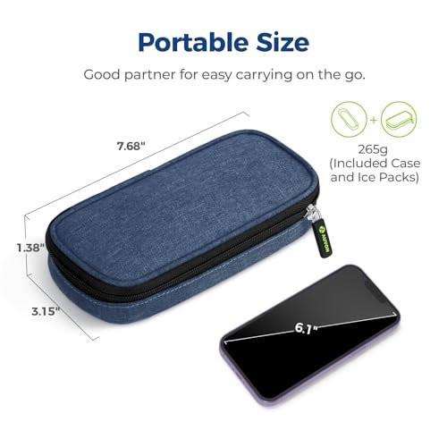AUVON Insulin Pen Kühltasche Reiseetui mit 2 x 90g TSA-zugelassenen Kühlakkus, isolierte Kühltasche für Diabetikerzubehör, kompakt für den täglichen Gebrauch und Reisen