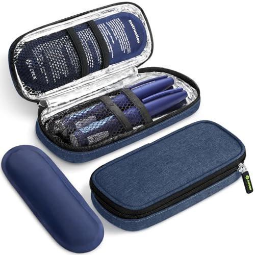 AUVON Insulin Pen Kühltasche Reiseetui mit 2 x 90g TSA-zugelassenen Kühlakkus, isolierte Kühltasche für Diabetikerzubehör, kompakt für den täglichen Gebrauch und Reisen