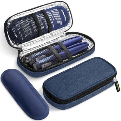 AUVON Insulin Pen Kühltasche Reiseetui mit 2 x 90g TSA-zugelassenen Kühlakkus, isolierte Kühltasche für Diabetikerzubehör, kompakt für den täglichen Gebrauch und Reisen