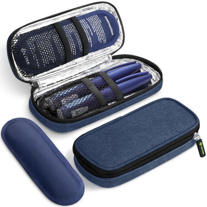 AUVON Insulin Pen Kühltasche Reiseetui mit 2 x 90g TSA-zugelassenen Kühlakkus, isolierte Kühltasche für Diabetikerzubehör, kompakt für den täglichen Gebrauch und Reisen