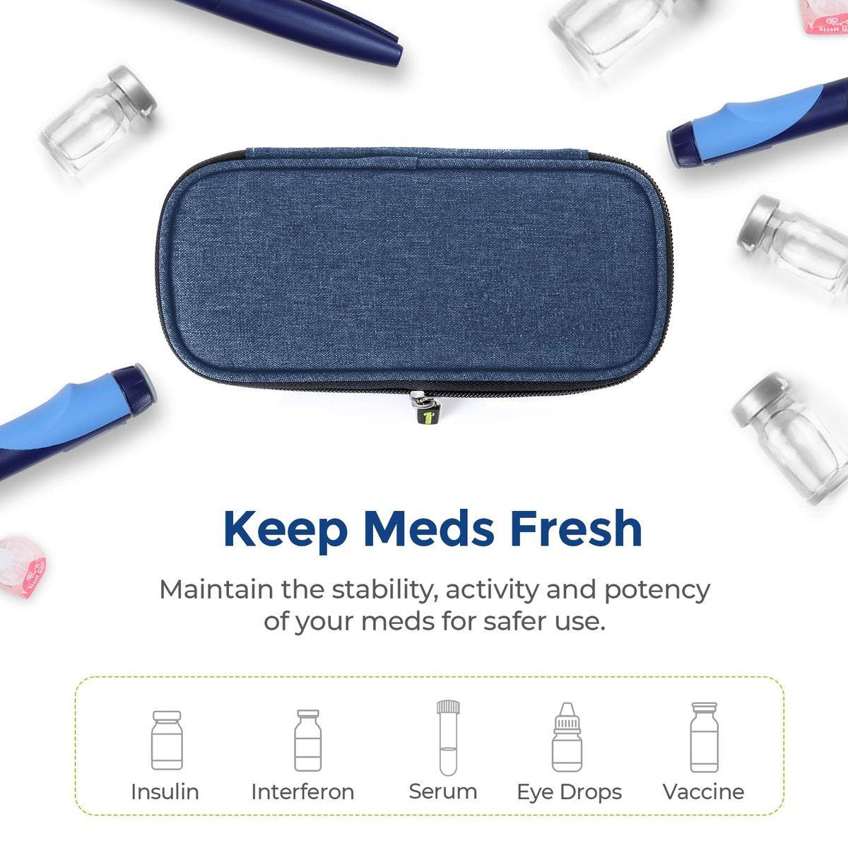 AUVON Insulin Pen Kühltasche Reiseetui mit 2 x 90g TSA-zugelassenen Kühlakkus, isolierte Kühltasche für Diabetikerzubehör, kompakt für den täglichen Gebrauch und Reisen
