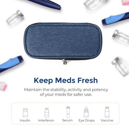 AUVON Insulin Pen Kühltasche Reiseetui mit 2 x 90g TSA-zugelassenen Kühlakkus, isolierte Kühltasche für Diabetikerzubehör, kompakt für den täglichen Gebrauch und Reisen
