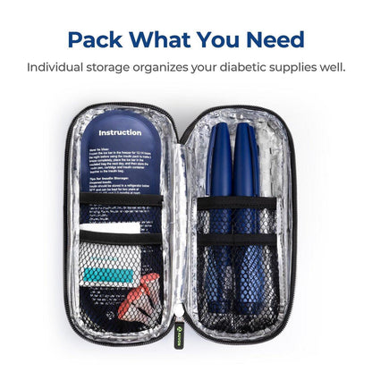 AUVON Insulin Pen Kühltasche Reiseetui mit 2 x 90g TSA-zugelassenen Kühlakkus, isolierte Kühltasche für Diabetikerzubehör, kompakt für den täglichen Gebrauch und Reisen