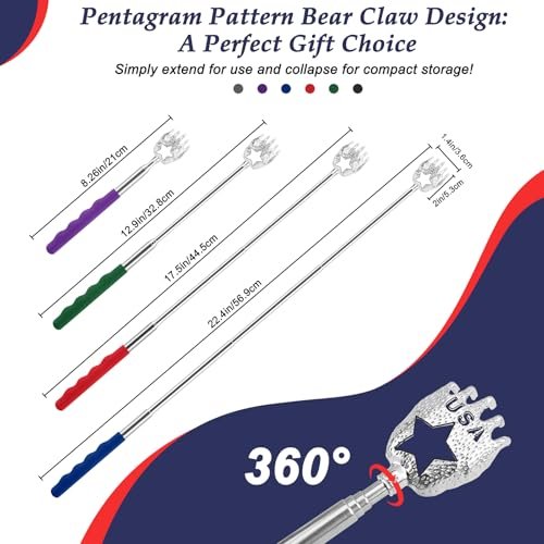 HOFASON 6-teiliger Rückenkratzer – Perfektes Vatertagsgeschenk, 4. Juli Accessoire, Geburtstagsgeschenk für Männer, Frauen, Erwachsene und Teenager – Lustiges Geschenk für Ihn