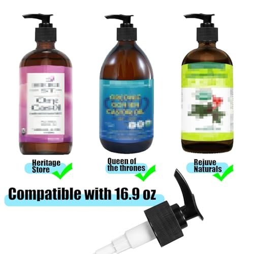 Ersatz-Dosierpumpe Kompatibel mit Heritage Store Rizinusöl & Queen of The Thrones und Rejuve Naturals Rizinusöl 16 oz, 2er-Pack, Schwarz