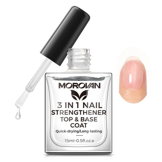 Morovan Base Coat Nagelstärker: 3-in-1 Nagelwachstum Top Coat Klar Schnelltrocknend Nagellack Stark Repariert Beschädigte Nägel Nagelhärter Lang anhaltender Glanz Kein Absplittern Nagelpflege für Frauen