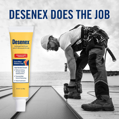 Desenex Anti-Pilz Fußcreme, verschreibungspflichtige Stärke 2% Miconazolnitrat, heilt Fußpilz, lindert Juckreiz, Brennen & Schuppen, 24h Geruchskontrolle, frischer Duft, 28g