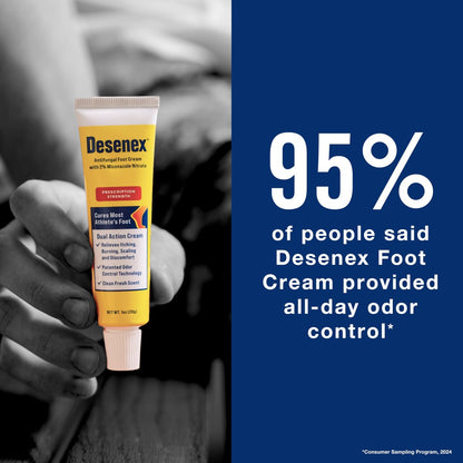 Desenex Anti-Pilz Fußcreme, verschreibungspflichtige Stärke 2% Miconazolnitrat, heilt Fußpilz, lindert Juckreiz, Brennen & Schuppen, 24h Geruchskontrolle, frischer Duft, 28g