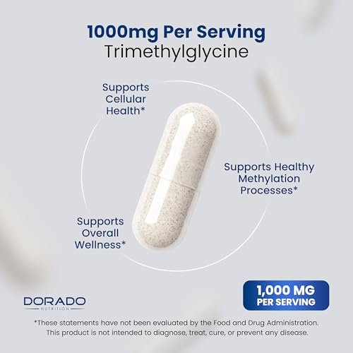 TMG Trimethylglycin Kapseln 1.000 mg pro Portion (3-Monats-Vorrat) - TMG Supplement für Homocystein-Kontrolle - als Betain Anhydrous - Vegan, Drittanbieter getestet & Non GMO - Hergestellt in USA - (180 Kapseln)