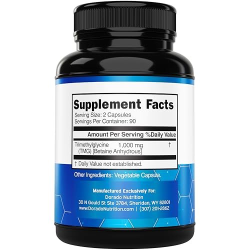 TMG Trimethylglycin Kapseln 1.000 mg pro Portion (3-Monats-Vorrat) - TMG Supplement für Homocystein-Kontrolle - als Betain Anhydrous - Vegan, Drittanbieter getestet & Non GMO - Hergestellt in USA - (180 Kapseln)