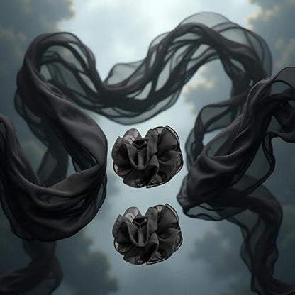 2er-Pack Große Schwarze Chiffon-Haarklammer mit Schleife und Rosenblüte für Damen
