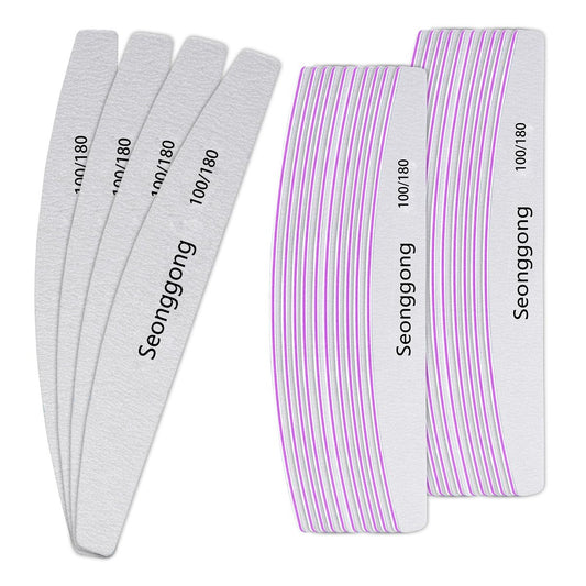 24 Stück Nagelfeilen 100/180 Grit, doppelseitige Emery Board für natürliche Nägel, Maniküre-Pediküre-Werkzeuge, Nagelpflege für Zuhause und Salon, Grau