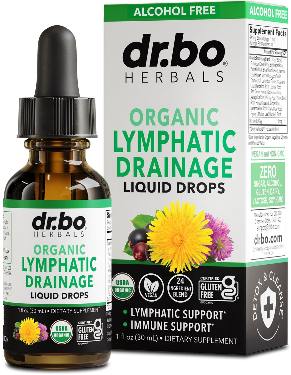 Lymphatische Drainage Tropfen – Bio Lymphsystem Unterstützung Liquid Drops mit Echinacea, Lymphknoten Detox Cleanse – 30ml Non-GMO