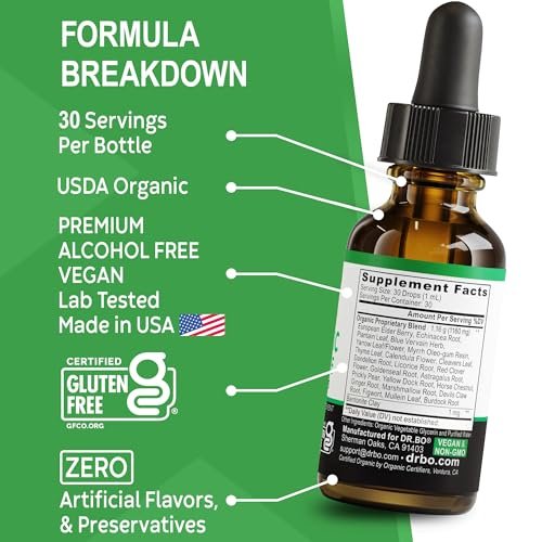 Lymphatische Drainage Tropfen – Bio Lymphsystem Unterstützung Liquid Drops mit Echinacea, Lymphknoten Detox Cleanse – 30ml Non-GMO