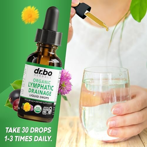 Lymphatische Drainage Tropfen – Bio Lymphsystem Unterstützung Liquid Drops mit Echinacea, Lymphknoten Detox Cleanse – 30ml Non-GMO