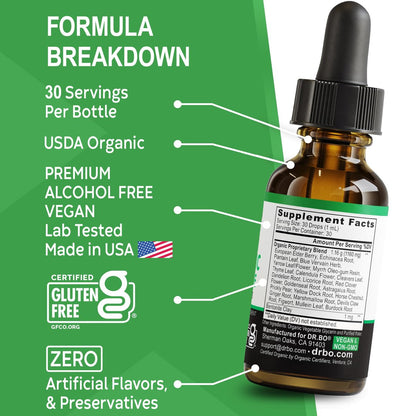 Lymphatische Drainage Tropfen – Bio Lymphsystem Unterstützung Liquid Drops mit Echinacea, Lymphknoten Detox Cleanse – 30ml Non-GMO