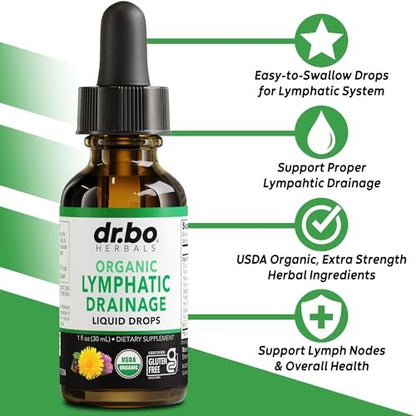 Lymphatische Drainage Tropfen – Bio Lymphsystem Unterstützung Liquid Drops mit Echinacea, Lymphknoten Detox Cleanse – 30ml Non-GMO