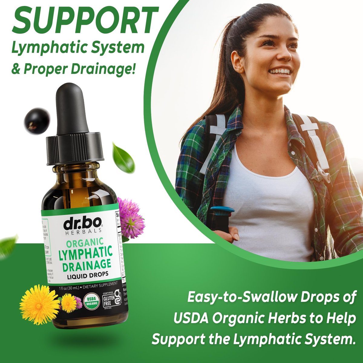 Lymphatische Drainage Tropfen – Bio Lymphsystem Unterstützung Liquid Drops mit Echinacea, Lymphknoten Detox Cleanse – 30ml Non-GMO