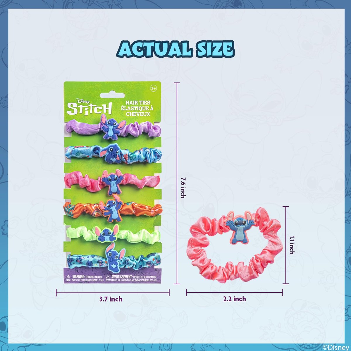 Stitch 6-teiliges Haargummiset – Haaraccessoires für Mädchen, Schulbelohnungen, Partygeschenke, Strumpffüller, Geburtstagsgeschenk, Spa-Tage, Makeover, ab 3 Jahren, von Townley Girl