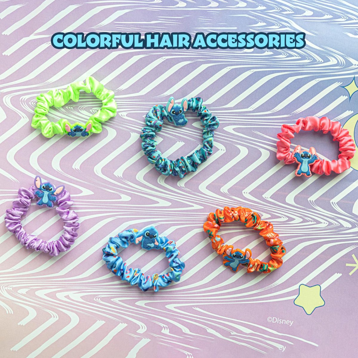 Stitch 6-teiliges Haargummiset – Haaraccessoires für Mädchen, Schulbelohnungen, Partygeschenke, Strumpffüller, Geburtstagsgeschenk, Spa-Tage, Makeover, ab 3 Jahren, von Townley Girl