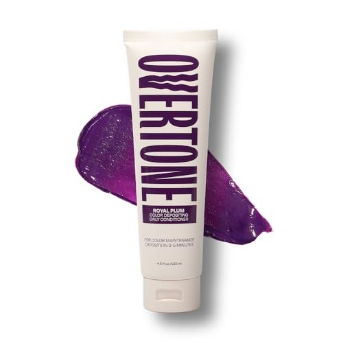 oVertone Täglicher Farbdepot-Conditioner - 4,5 oz Temporärer Farbconditioner mit Sheabutter & Kokosöl - Farbe auffrischen & Verblassen verhindern - Vegan & tierversuchsfrei, Lila für Braun ist Royal Plum