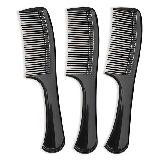 3er-Set Breitzahnkämme für mittleres und dickes Haar, Entwirrungs- und Stylingkamm mit ergonomischem Griff, Salonqualität für Männer und Frauen (Schwarz)