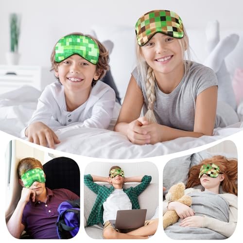 2er-Pack Schlafmaske für Kinder Jungen – Seidene Augenabdeckung mit verstellbarem Band & Lichtblockierung – Schlafbrille für Reise und Zuhause (My World)