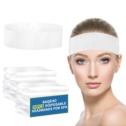 RAQEHO 50er Pack Einweg-Stirnbänder für Spa – Rutschfeste elastische Gesichts-Stirnbänder, Haarbänder für Damen, Hautpflege, Waschen, Make-up, Kosmetik, verstellbar