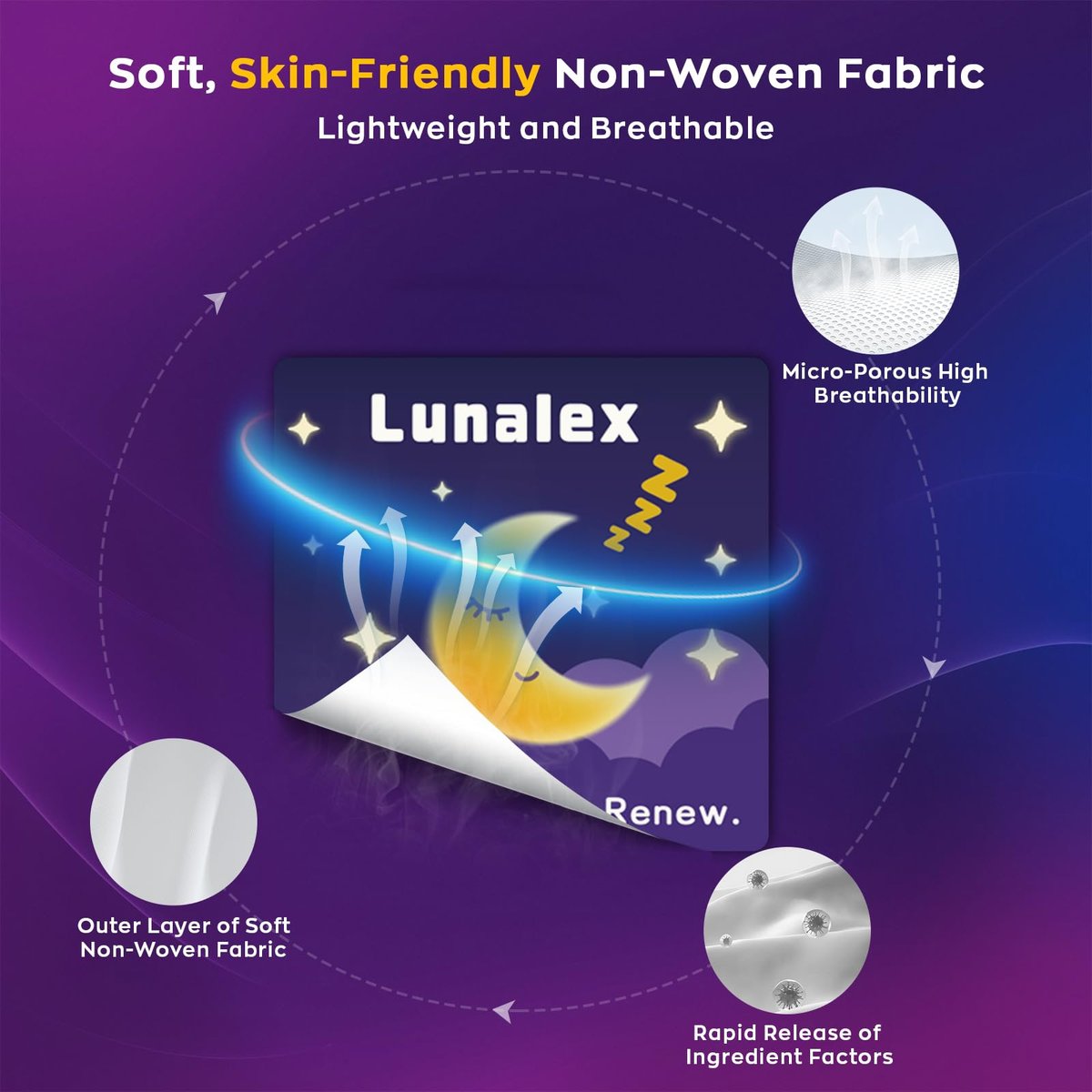Lunalex 66 Schlafpflaster für Erwachsene Extra Stärke – Natürliche Nachtruhe mit Melatonin & Magnesium, Schnell wirkend & Lang anhaltend
