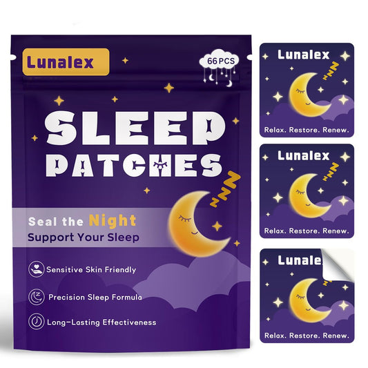 Lunalex 66 Schlafpflaster für Erwachsene Extra Stärke – Natürliche Nachtruhe mit Melatonin & Magnesium, Schnell wirkend & Lang anhaltend