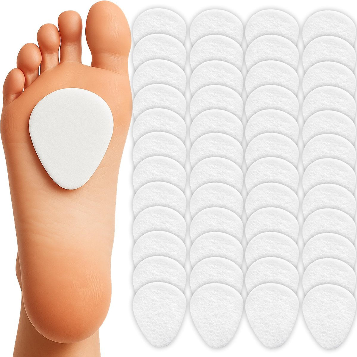 Metatarsal-Pads für Damen & Herren (48er Pack) – Ballenpolster für Schmerzlinderung, Filz-Metatarsal-Fußpolster für alle Schuharten, Morton Neurom, Ganztägiger Komfort, Einheitsgröße (6 mm Dick)