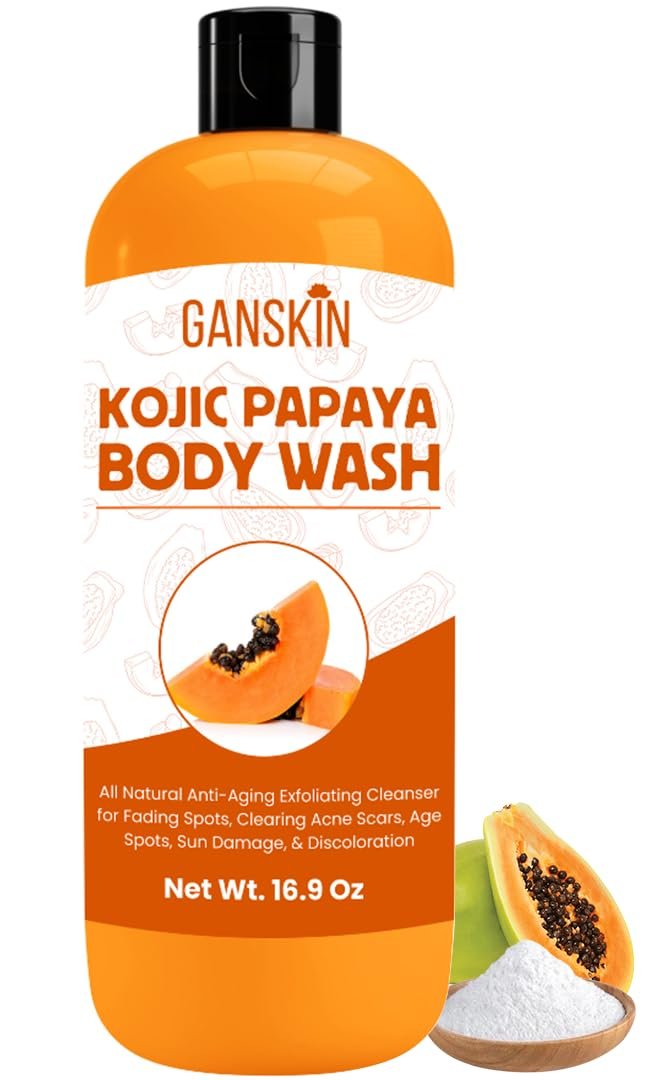 Ganskin Kojic Acid Seife gegen Hyperpigmentierung – Hautaufhellende Kojic Papaya Körperwäsche – Seife gegen dunkle Flecken reduziert Akne, Narben und gleicht den Hautton aus – Kurkuma Körperwäsche für strahlendes Gesicht