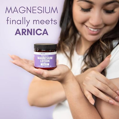 Nächtliche Magnesium Lotion für Kinder mit Arnika – Beruhigende Entspannung & Regeneration, Hochkonzentriertes Magnesium für die Muskeln – Vor dem Schlafengehen auf Beine oder Füße auftragen – Hautfreundlich für Babys und Kinder