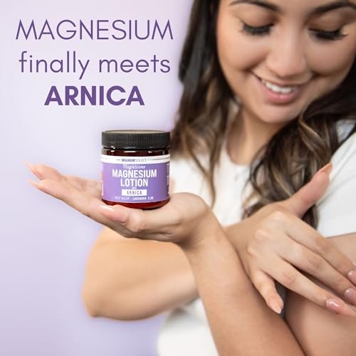 Nächtliche Magnesium Lotion für Kinder mit Arnika – Beruhigende Entspannung & Regeneration, Hochkonzentriertes Magnesium für die Muskeln – Vor dem Schlafengehen auf Beine oder Füße auftragen – Hautfreundlich für Babys und Kinder