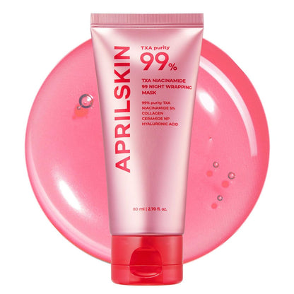 APRILSKIN TXA Niacinamide 99 Overnight Wrapping Mask – 99% Hochreines TXA+Niacinamid für einen ebenmäßigen Hautton, festigende & porenverfeinernde Nachtpflege (80 ml)